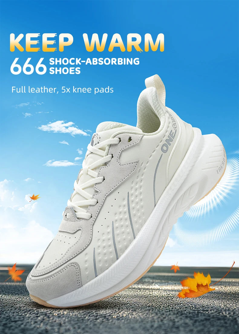 ONEMIX Men's Winter Leather Sports Shoes For Heavy Weight Adults/Shock-Absorbing & Stable Support Cold-Resistant Daily Shoes