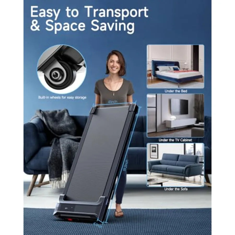 Walking Pad Treadmill for Home Office Use Portable Mini Compact/Under Desk Treadmill in Black Lightweight Slim Design