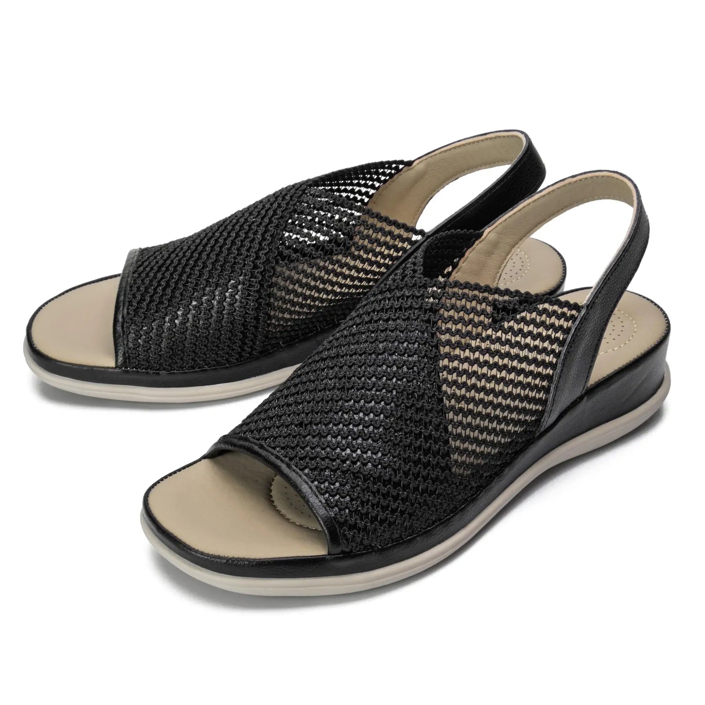 Women's Breathable Mesh Wedge Sandals/Open Toe Slingback Walking Sandals