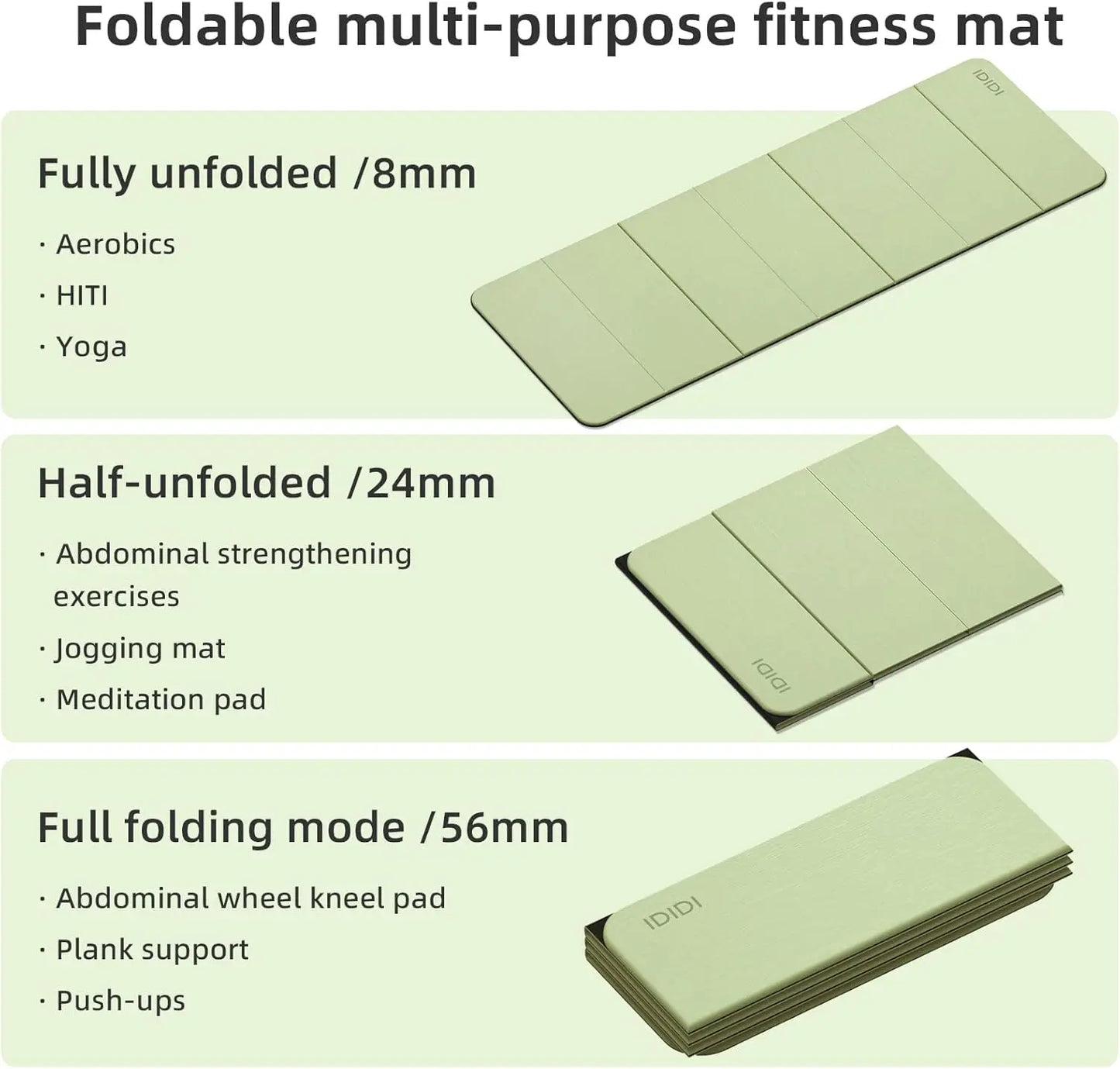 Extra Thick Foldable Yoga Mat - 0.32 Inch Eco-Friendly/Non-Slip Fitness Mat for Home & Studio