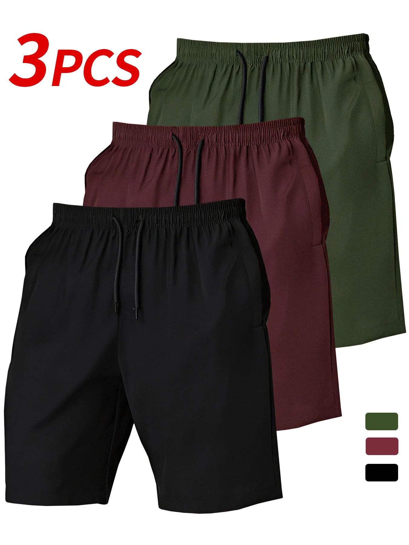 Men's 3-piece quick-dry shorts set lightweight and comfortable fabric/suitable for outdoor sports shopping travel