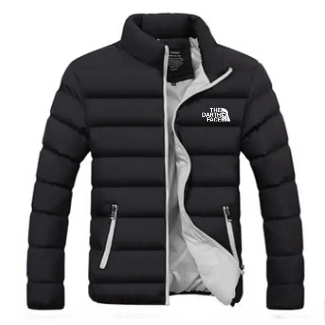 men's trendy casual wear new warm parka winter coat solid color/stand up collar zipper windproof cotton printed jacket