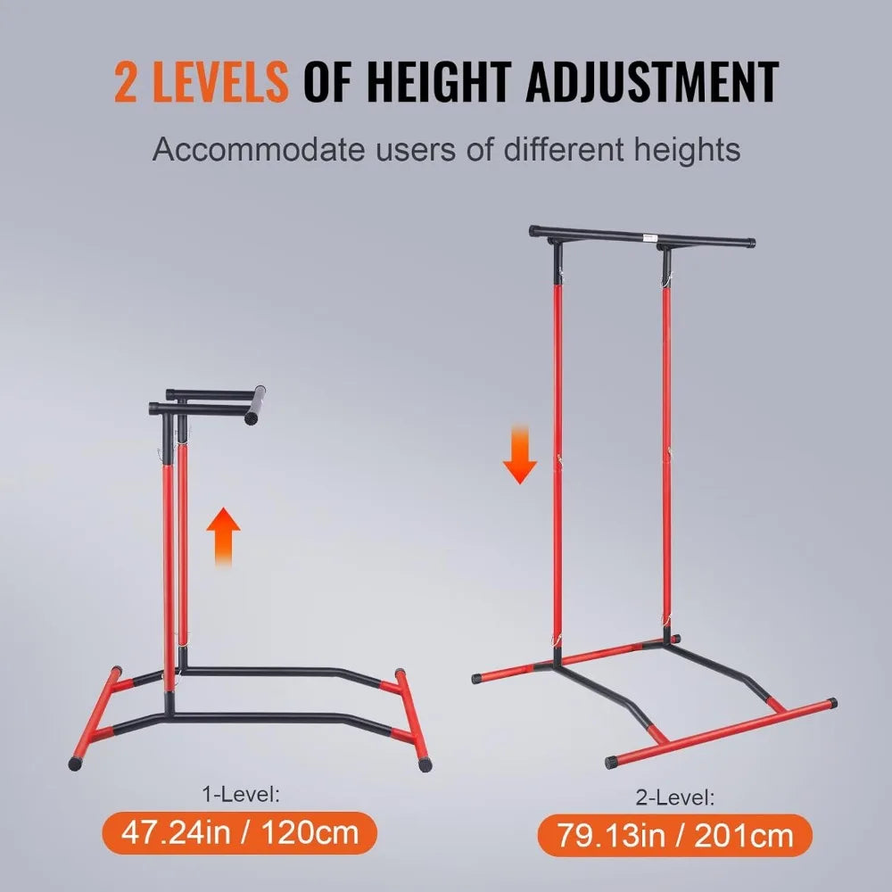 2-Level Height Adjustable Pull Up Bar Stand/Multi-Function Workout Equipment Home Gym Fitness Dip Bar Station