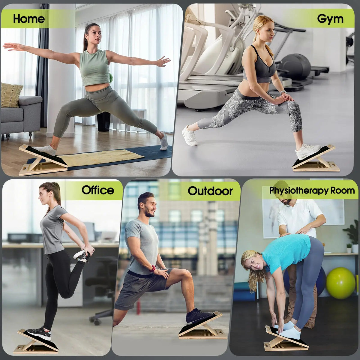 2 in 1 Wooden Balance Board & Calf Stretcher Slant Board/Adjustable Incline Ankle Stretch Board, Anti-Slip Wobble Board Foot Stretch