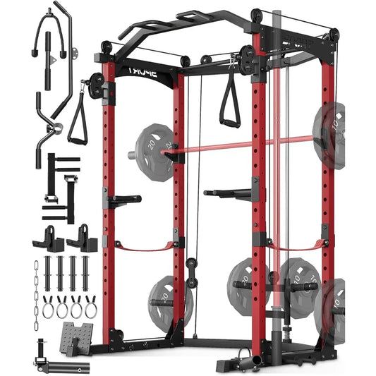 Power Cage Multi Functional Power Racks for Home Gym with Cable Crossover System/1600LBS Weight Capacity Fitness Squat Rack for