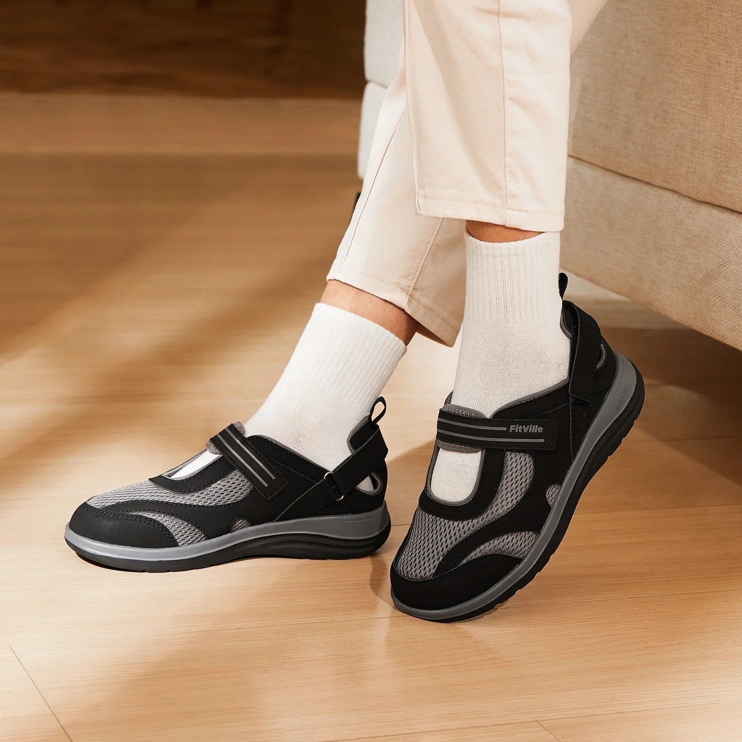 Women's Sandals Mary Jane Casual Shoes Widened Toe For Swollen Feet/Lightweight Breathable Outdoor Elderly Shoe Sandals