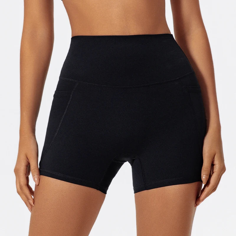 Hearuisavy Women Summer High Waist Shorts with Pockets/Quick Dry Yoga Cycling Gym Workout Sports Bottoms
