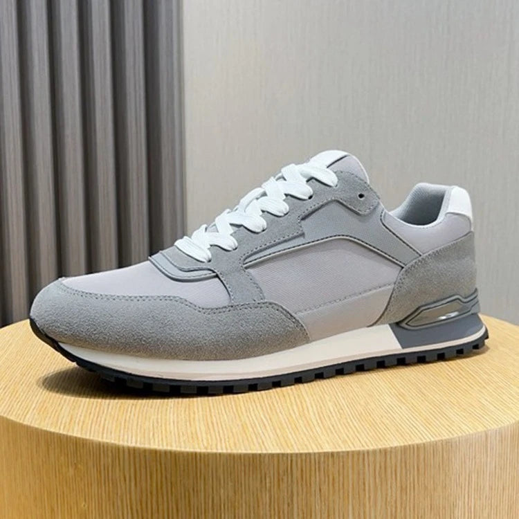 New Men's Casual Sports Sneakers Genuine Leather Patchwork/Fabric Korean Style Versatile Comfort Travel Shoes