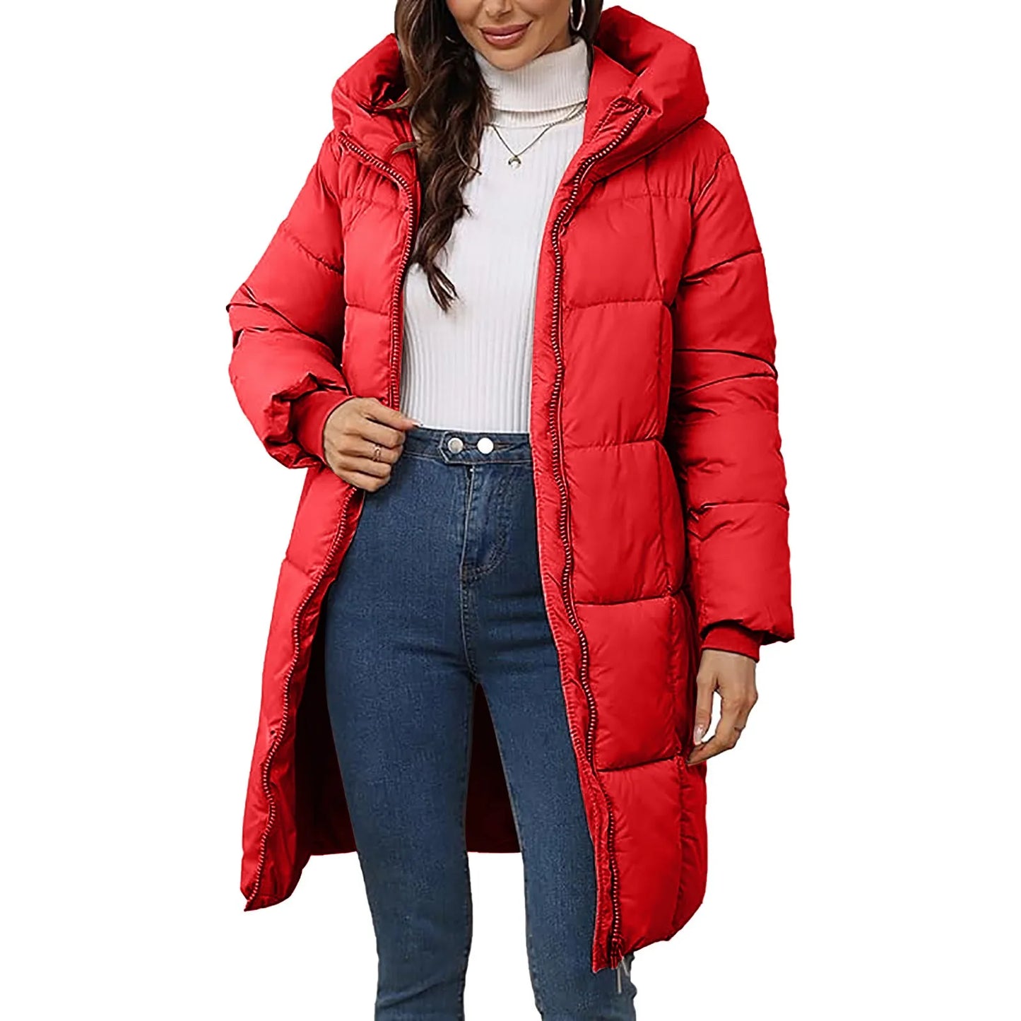 Winter Parkas Women's Down Cotton-Padded Jacket Long Coats/Hooded Overcoat Thicken Warm Slim Outerwear Female Casual Coats