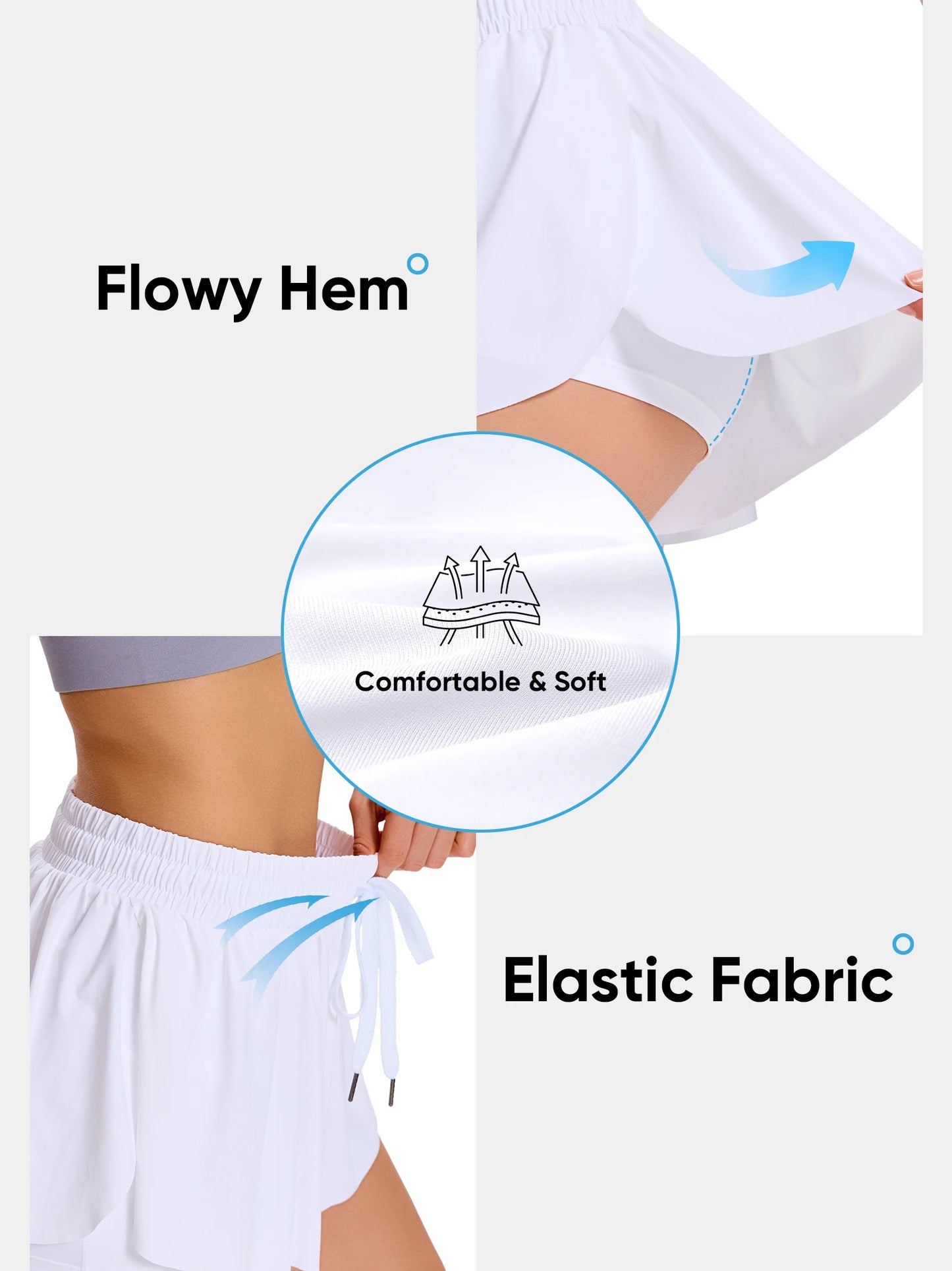 Women's Two-In-One Shorts Gym Yoga Running Sweat-Absorbent Breathable/Tennis Skirt Drawstring Pocket Casual Shorts Quick-Drying