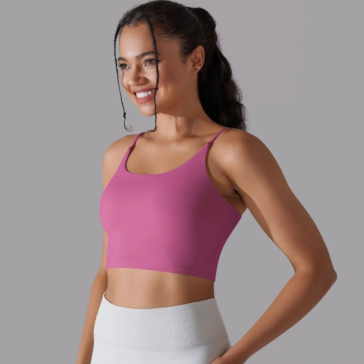 Solid Color Yoga Sports Bra Women Fixed Padded/Slim Gym Fitness Workout Undershirt Top