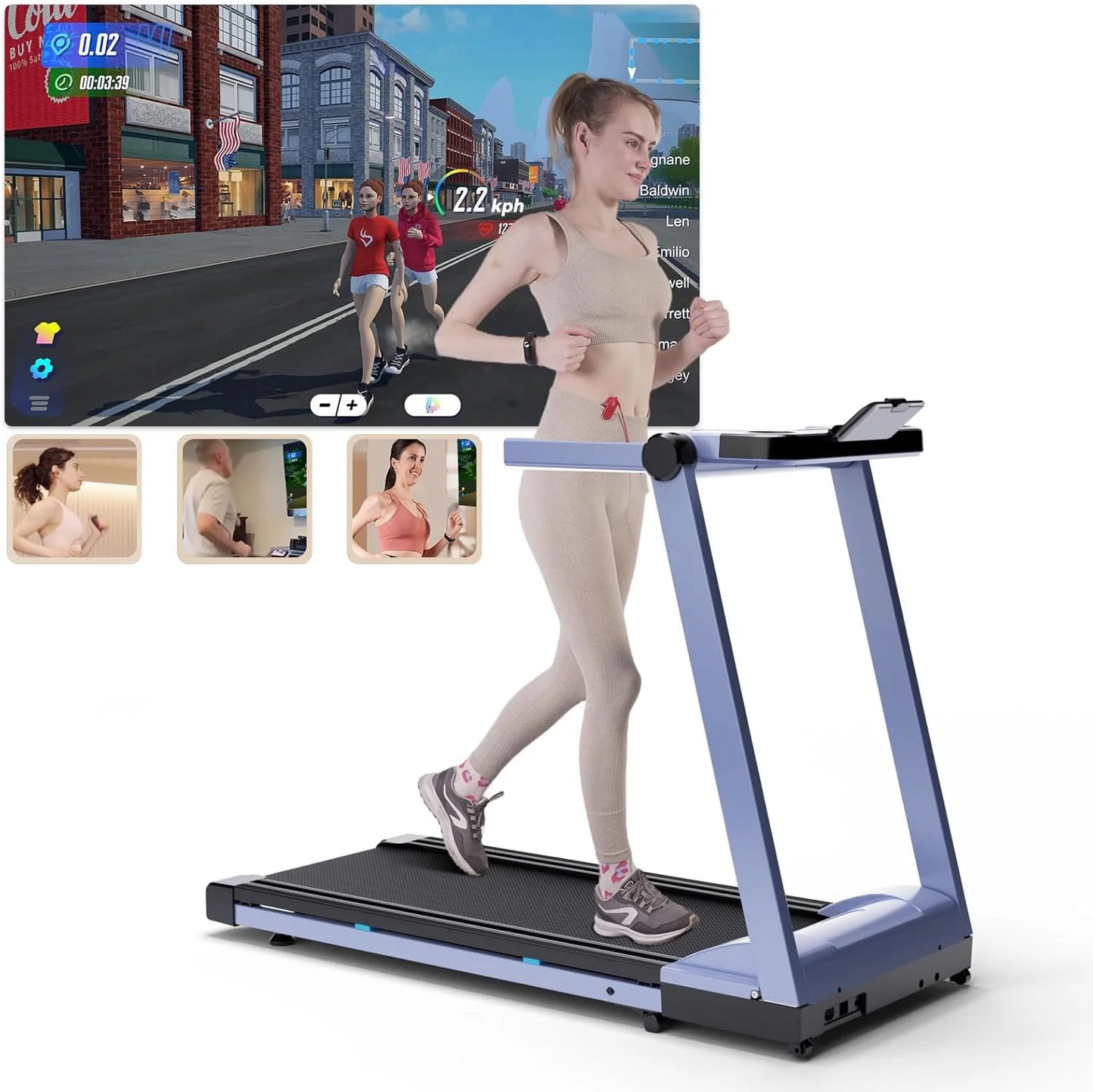 3.5HP Foldable Treadmill 350lbs Adjustable 6% Incline Walking pad/for Home/Office LCD APP Data Treadmills 10MPH Exercise Machine