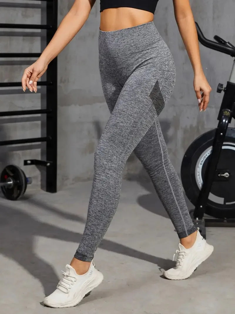 Solid Color Seamless Yoga Leggings High Waist Fitness/Running Workout Sports Pants Women's Activewear
