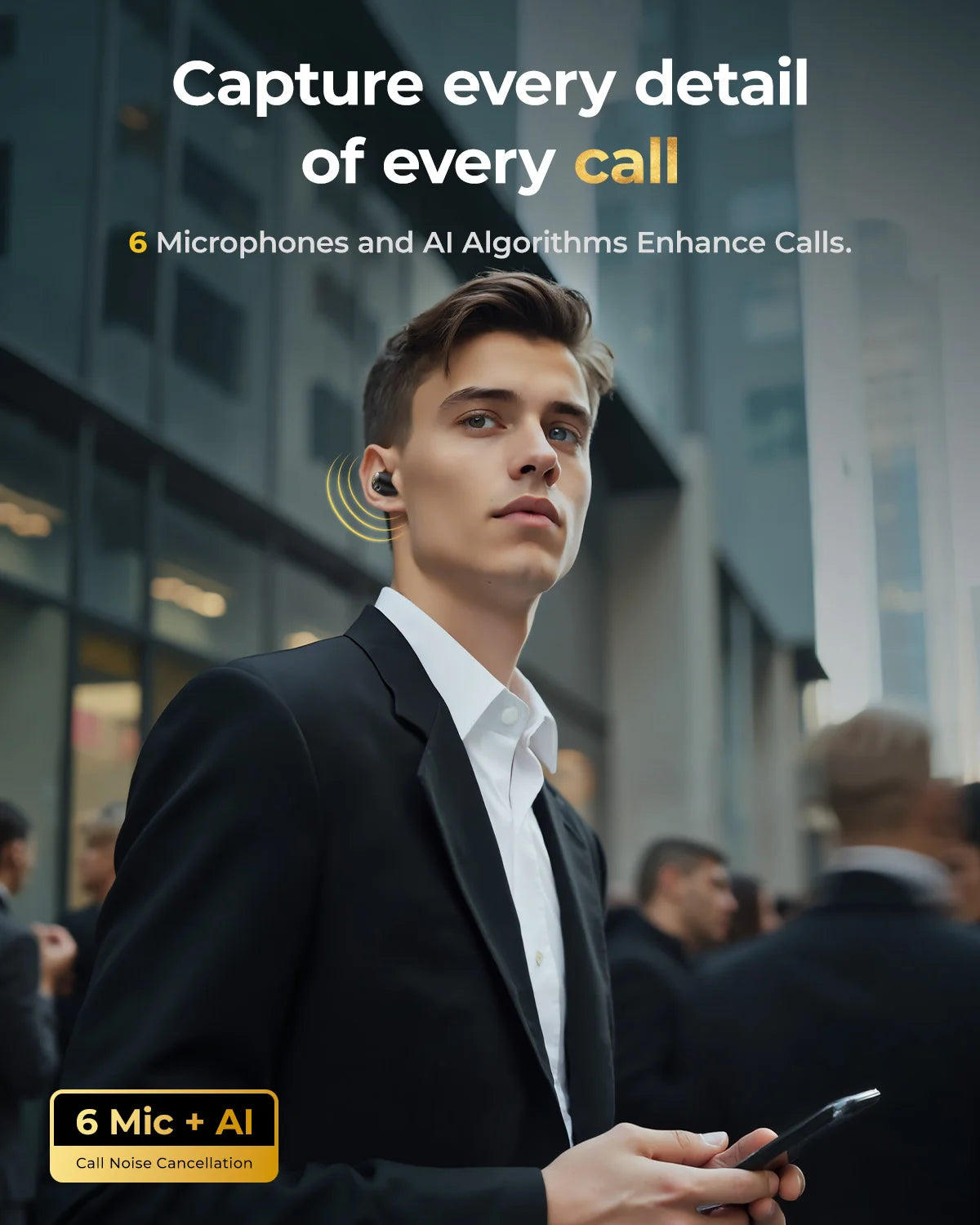 wegear Wireless Earbuds Bluetooth 5.4 in Ear Hybrid Active/Noise Cancelling Earbuds with 6 Built-in Microphones 32H Playtime