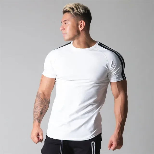 Gym Fitness Shirt Men Running Sport T-shirt Short sleeve Cotton Tee/Top Summer Male Bodybuilding Training Workout Shirt