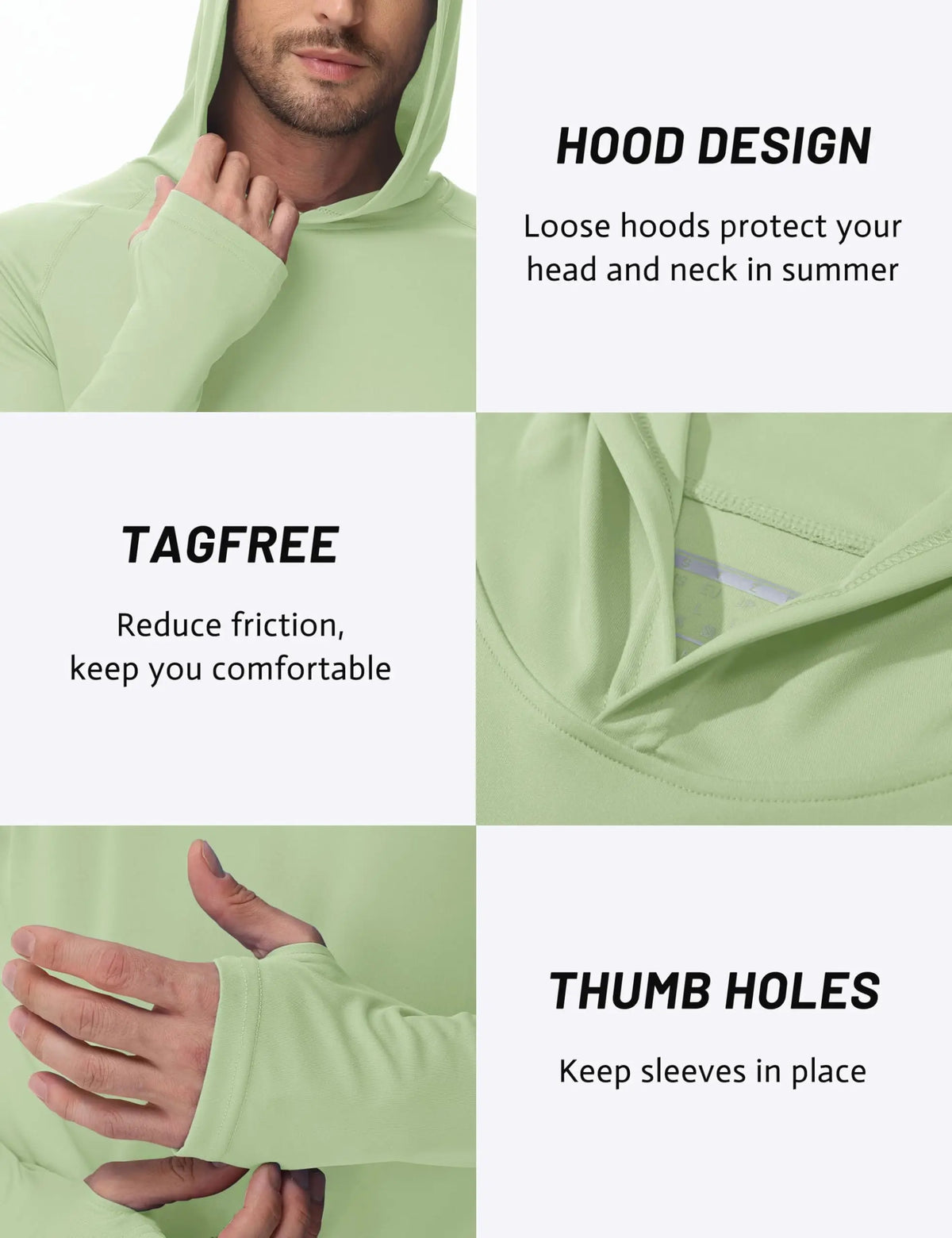 Men's UPF 50+ Sun Protection Hoodie Shirt Long Sleeve Quick Dry/Fishing Shirt Lightweight Outdoor Hiking Workout T-Shirt