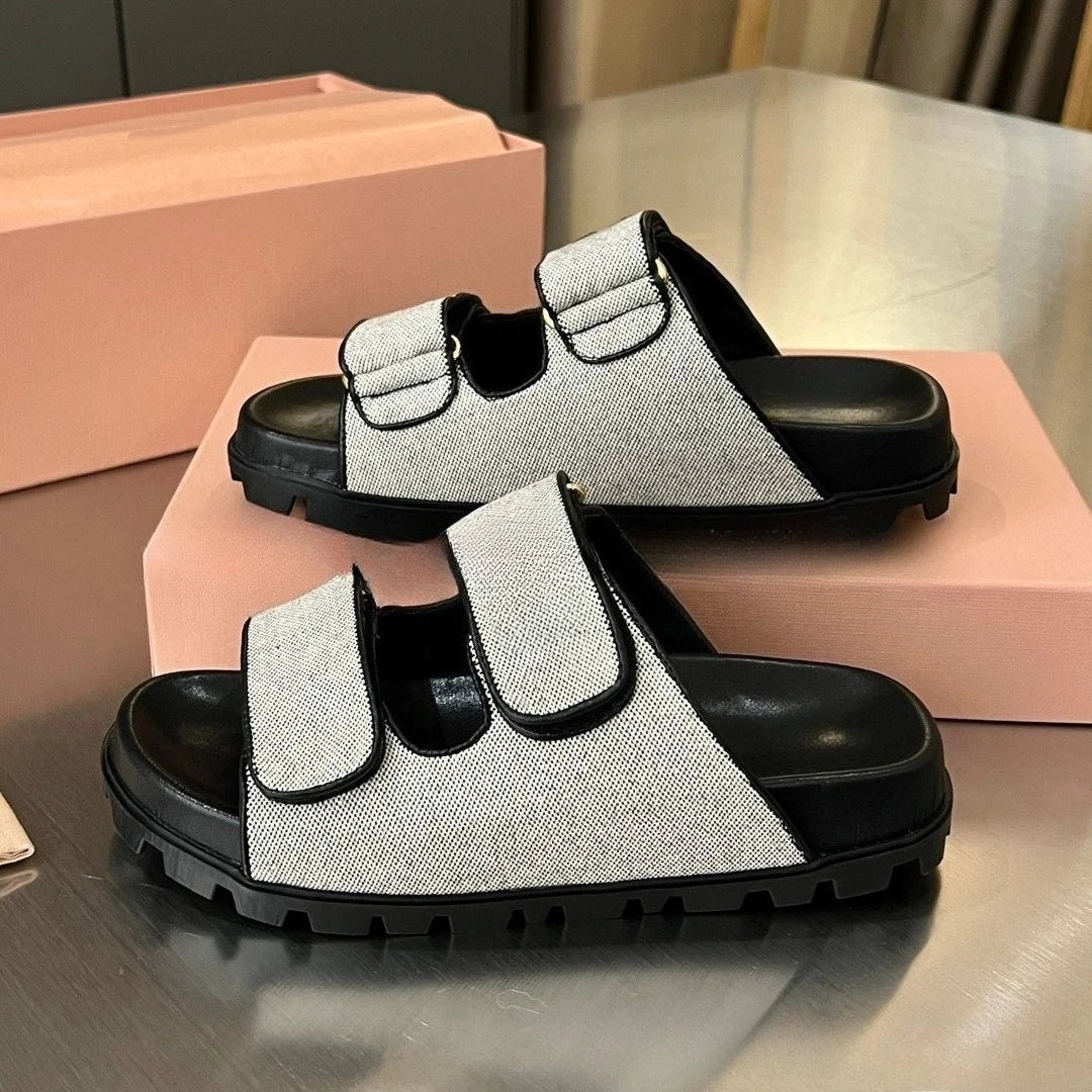Women's 2026 Round Toe Woven Platform Slides Niche Chunky Sole/Casual Slippers Unique Design Shoes