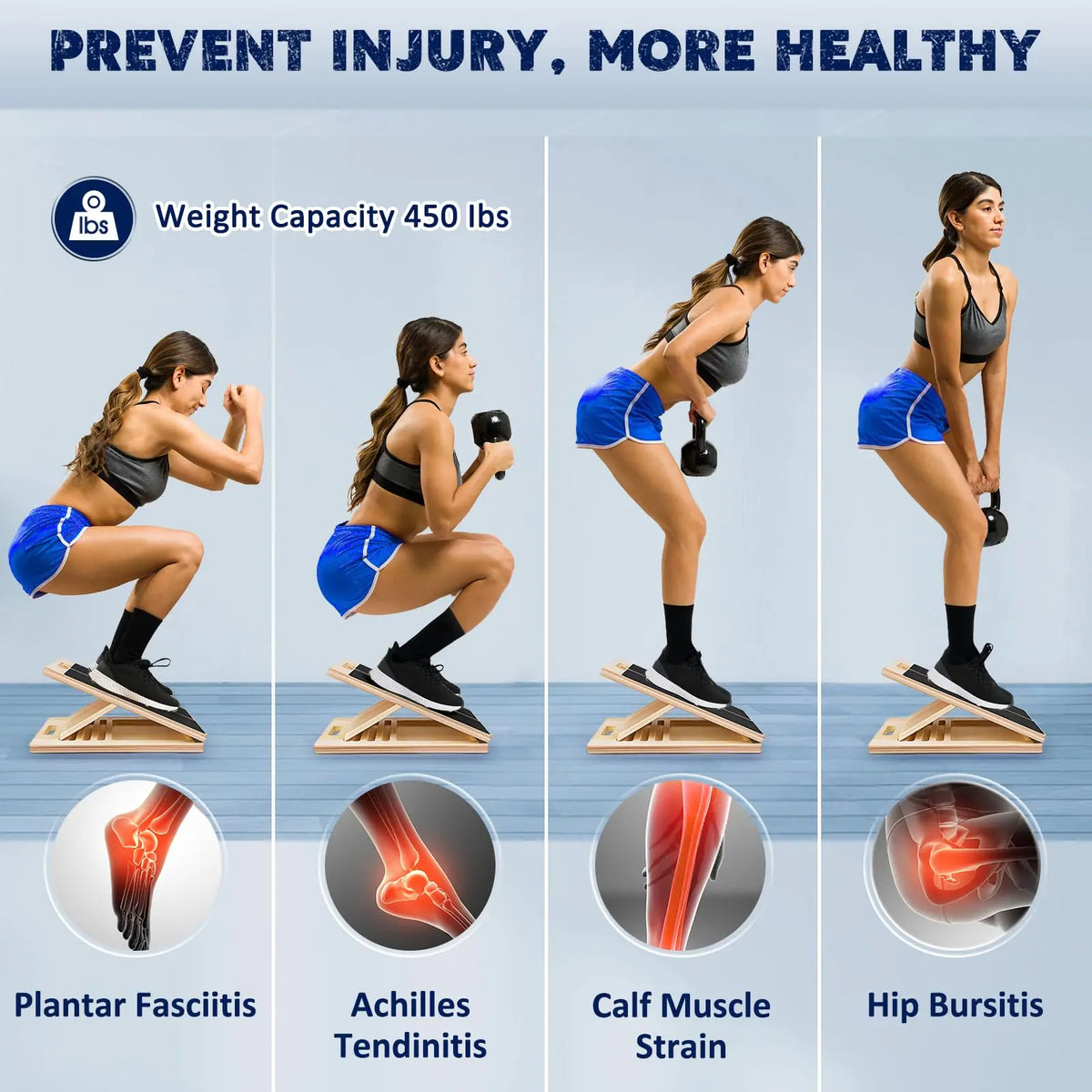 2 in 1 Wooden Balance Board & Calf Stretcher Slant Board/Adjustable Incline Ankle Stretch Board, Anti-Slip Wobble Board Foot Stretch