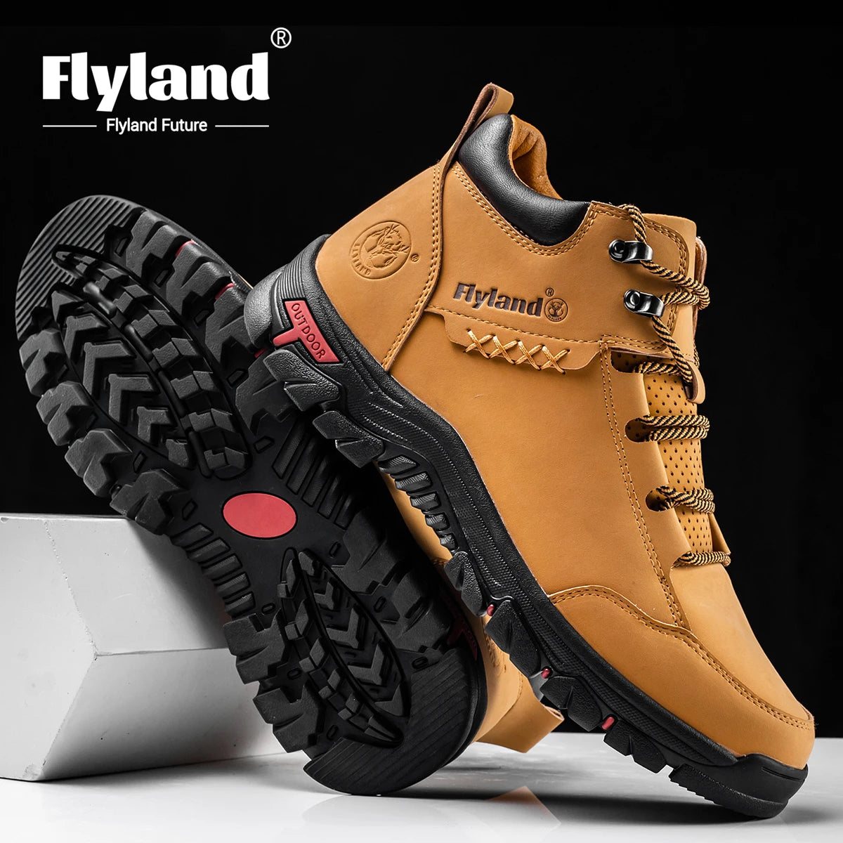 FLYLAND Men's Chukka Boots, Vintage Classical Top/Layer Cowhide Leather, Casual Work Office Shoes Daily