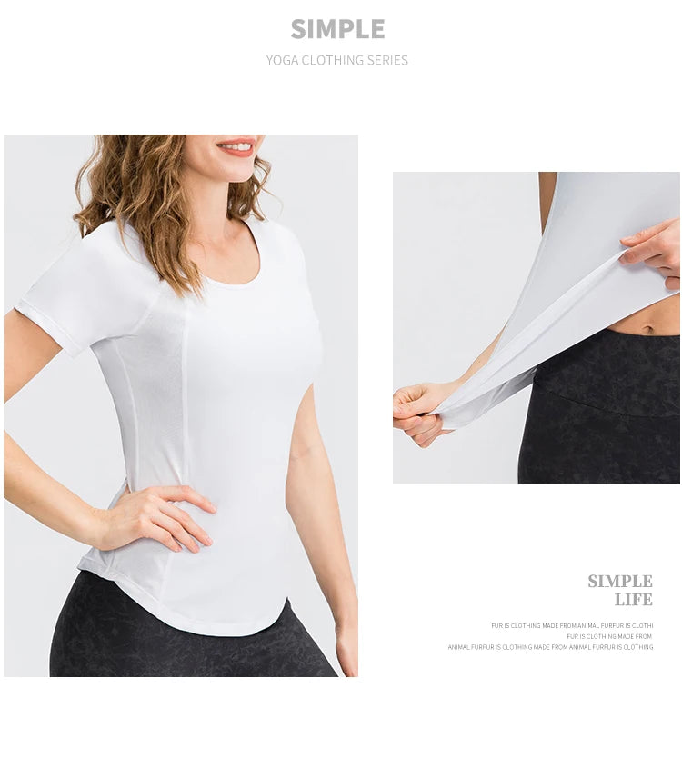 Women Yoga Tops Breathable Sport Fitness Workout/Running Yoga Top Quick Dry Short Sleeve Gym T Shirt