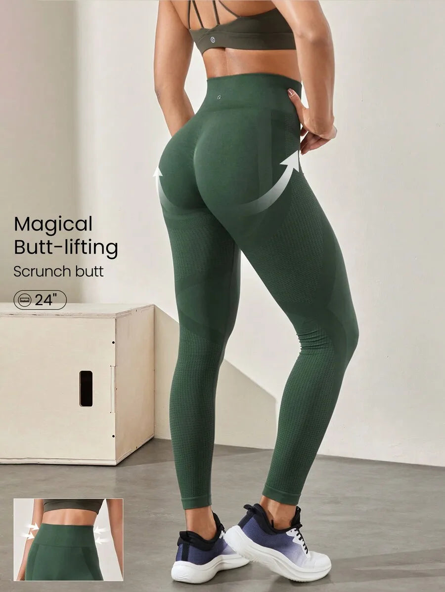 Seamless High Waist Perforated Leggings/Medium Impact Gym Workout Spring Summer