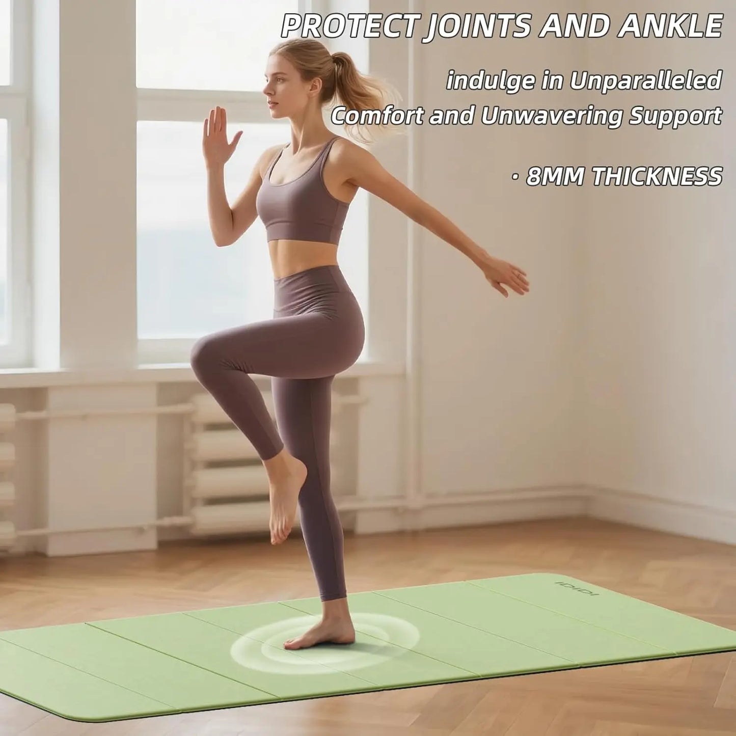 Extra Thick Foldable Yoga Mat - 0.32 Inch Eco-Friendly/Non-Slip Fitness Mat for Home & Studio