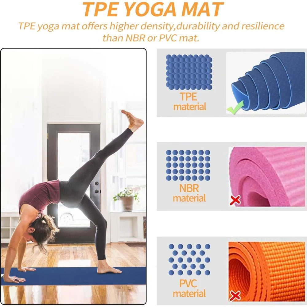 Yoga Starter Kit - 11-Piece Set with Yoga Blocks/Strap Ball, Mat, Carrying Strap, Net Bag, Cooling Towel