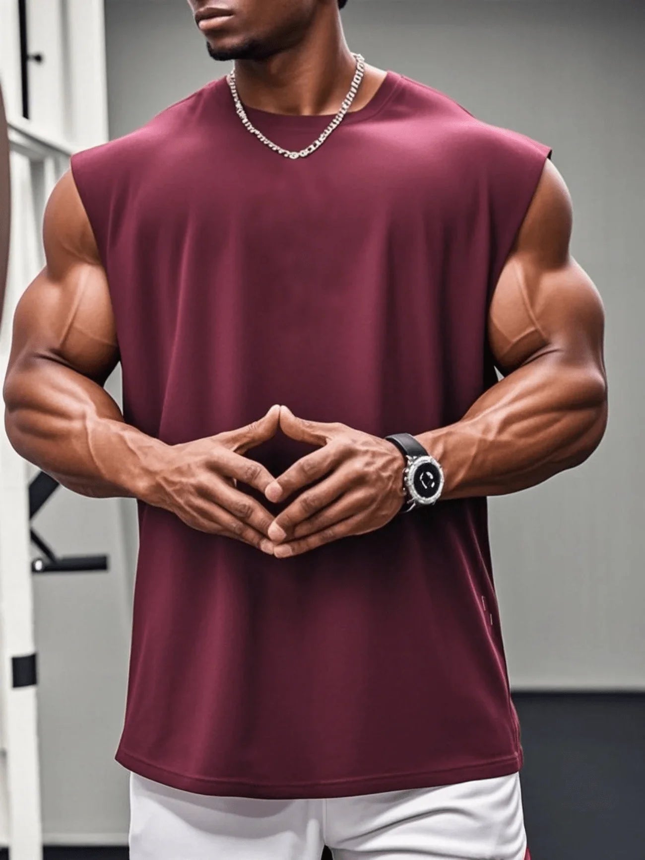 Men's White Sleeveless T-Shirt Tank Top Casual Loose Fit O-Neck/Basic Vest Summer Gym Workout Streetwear Tops