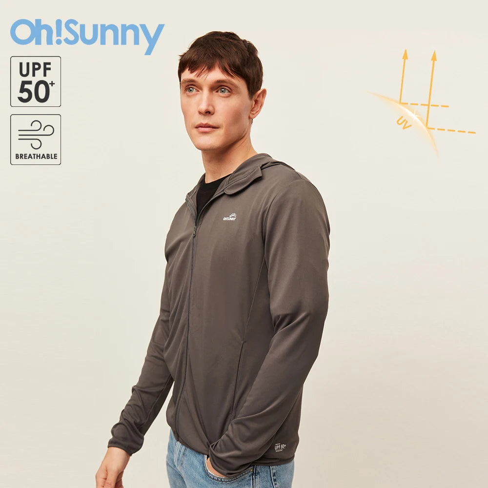 OhSunny Men Sun Protection Outwears/Anti-UV Skin Coat Long Sleeve Jacket UPF 1000+ Breathable