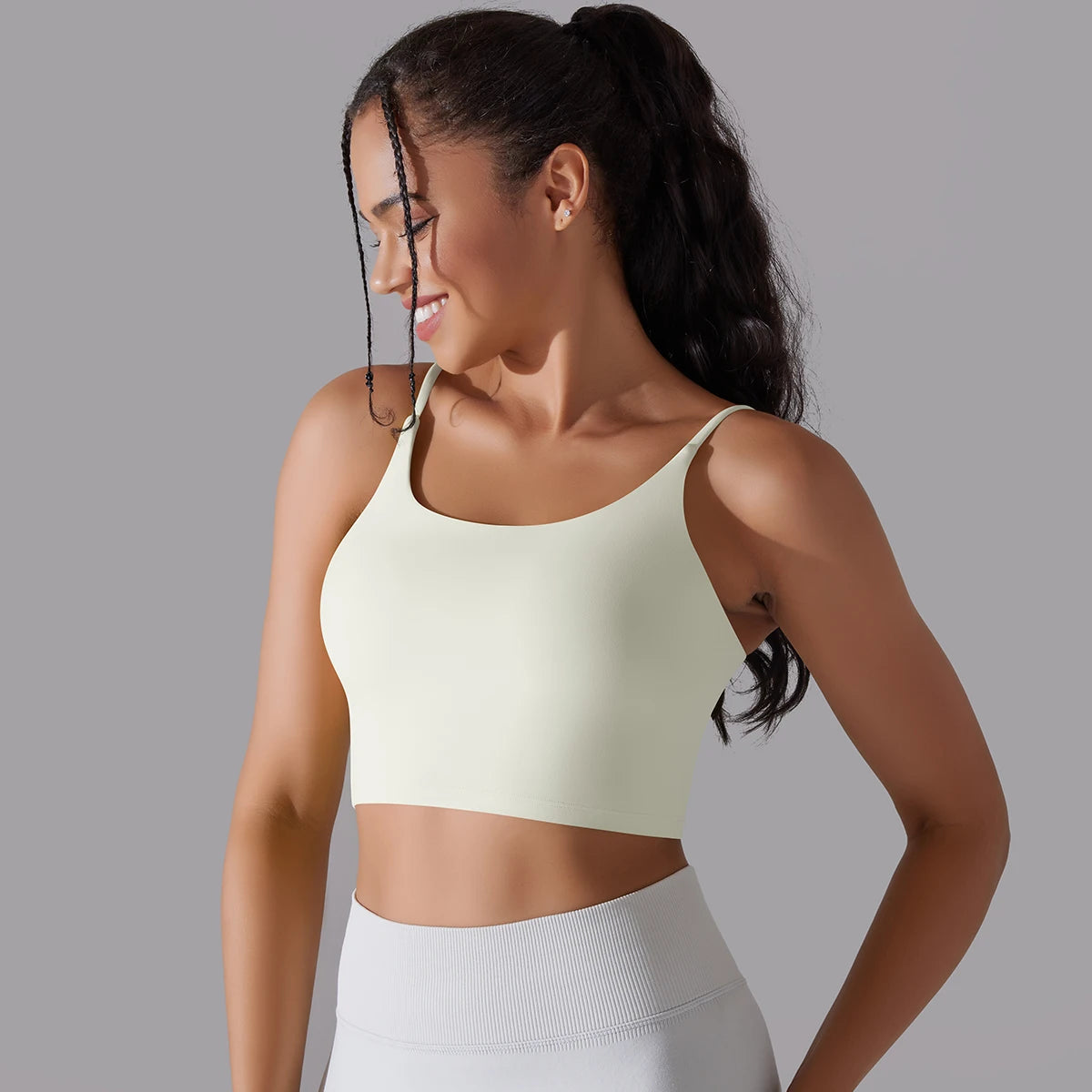 Solid Color Yoga Sports Bra Women Fixed Padded/Slim Gym Fitness Workout Undershirt Top
