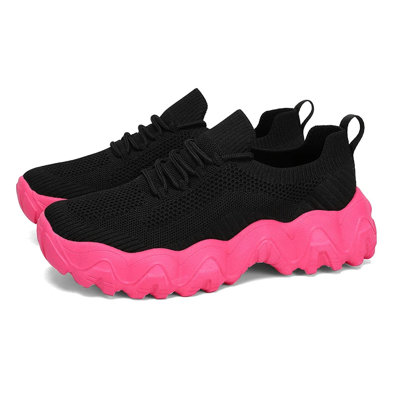 Women' Cute Lace Up Mesh Shoes Versatile Fashionable Design Sneakers/Lightweight Breathable Comfort Outdoors Walking Train Shoes