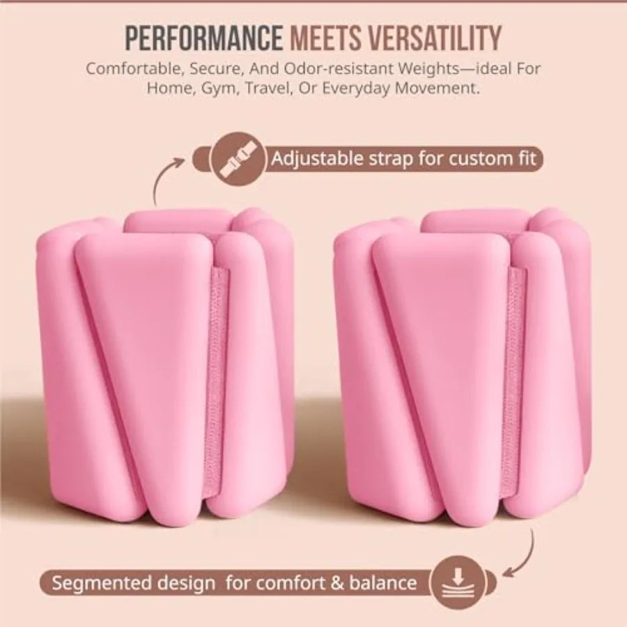 Straps Adjustable Wrist Ankle Weights 4lb Total 2lb Each Soft/Silicone Set for Pilates Yoga Walking Strength Training