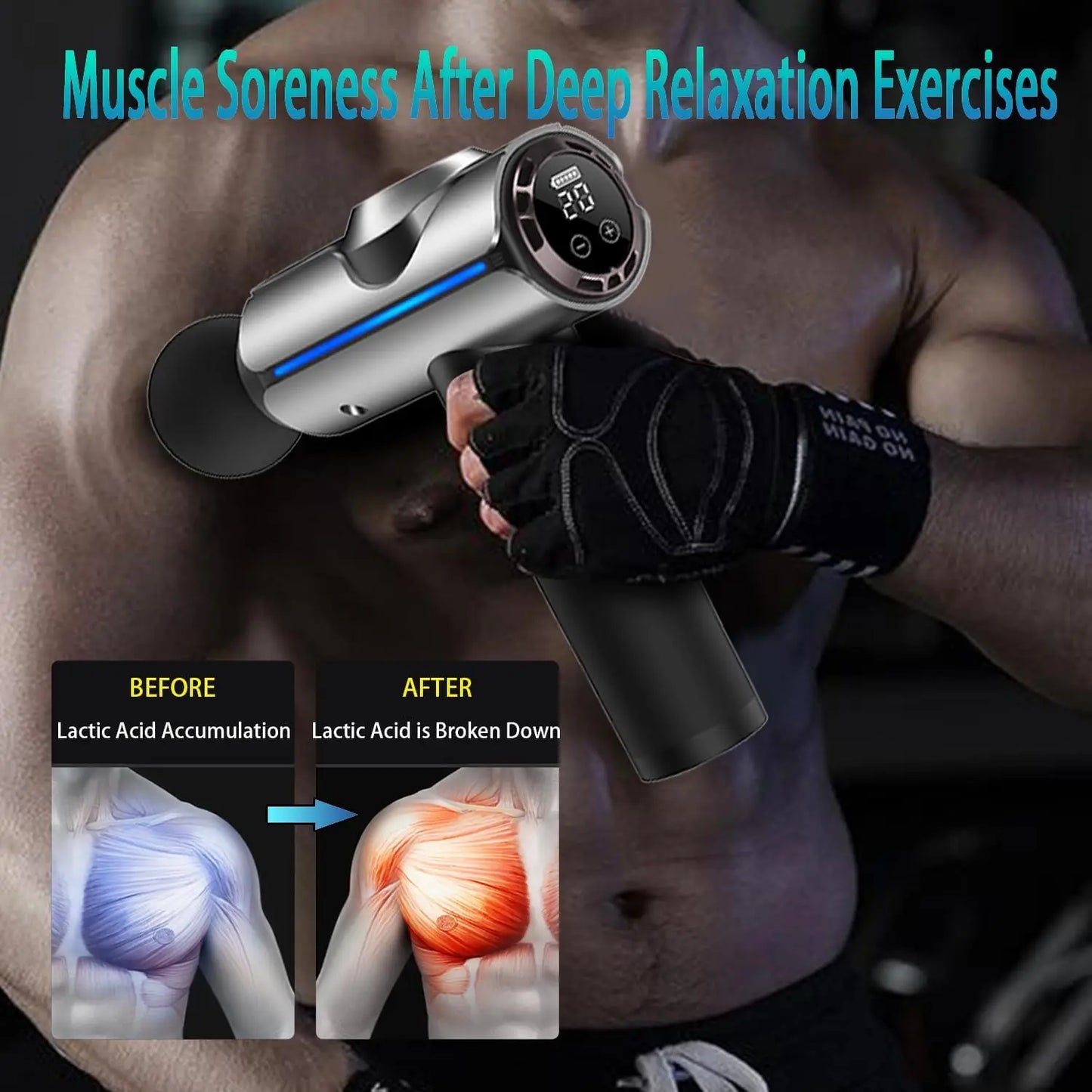 Christmas Gift for Women/Men Percussion Massage Gun/with 20 Speeds, LED Screen, Carry Case Silver