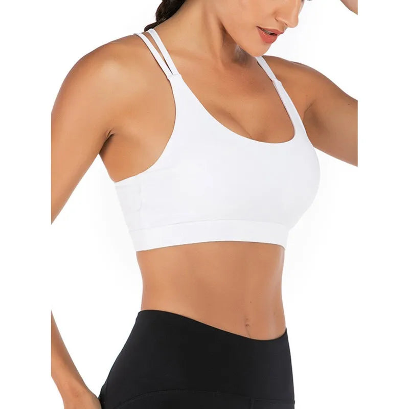 Vest Yoga Top Sports Bra Back Cross Solid Color/Fine Belt Sports Exercise Bras Women's Wear