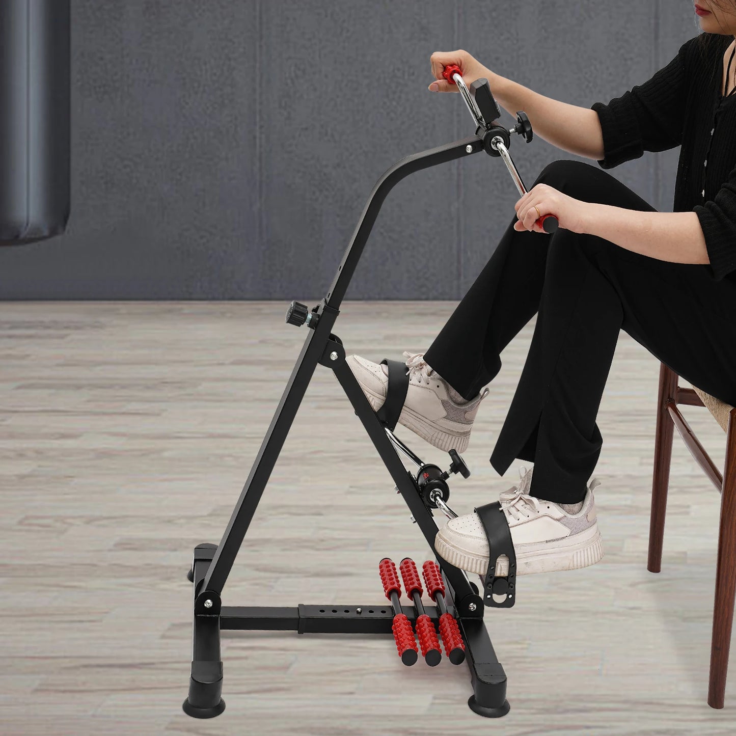 ABS Pedal Exerciser Bike Black Manual Fitness Bike/Adjustable Height 36*38*93cm for Sports Enthusiasts