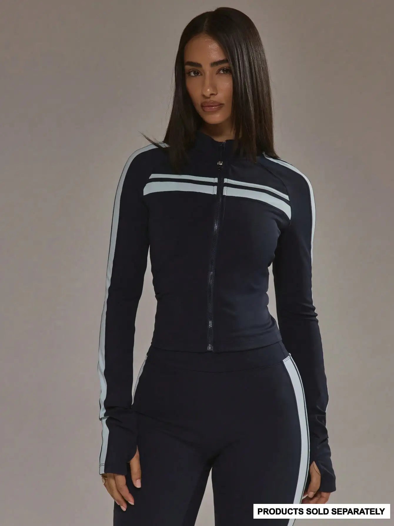 Zip Through Stripe Detail Sculpting BBL Jacket/For Gym Workout Yoga Fitness Daily Wear