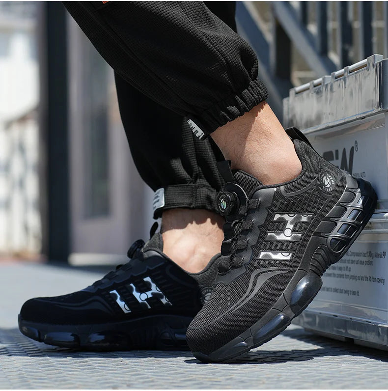 Lace-Free Men's Breathable Casual Work/Safety Shoes with Impact and Puncture Resistance
