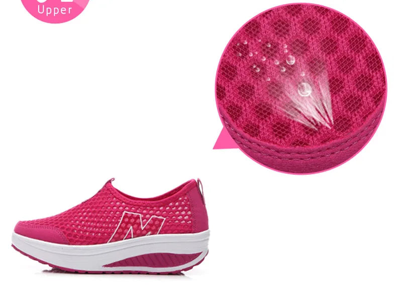 Shoes Women Mesh Flat Shoes Sneakers Platform Shoes Women Loafers/Breathable Air Mesh Swing Wedges Shoe Breathable Flats