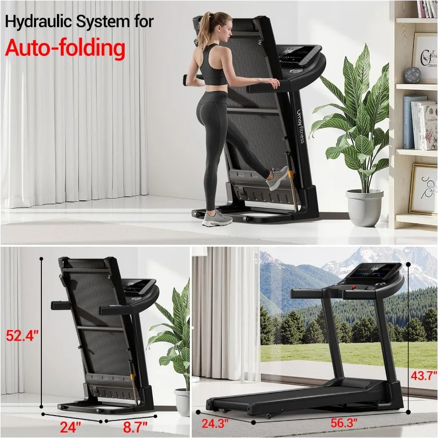 Compact and Quiet Home Fitness Incline Treadmill with Built in Pulse Sensors/for Effective Cardio Workouts 3.0 HP Brushless Moto