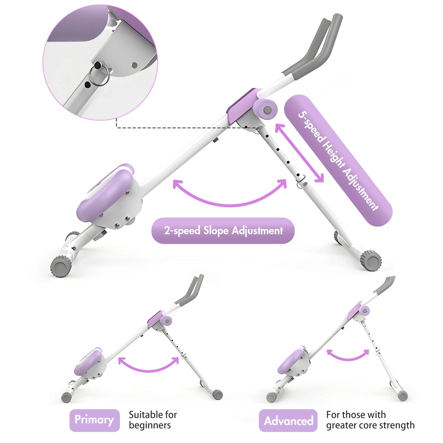 Ab Workout Machine Abdominal Adjustable Folding Crunch/Trainer Core Machine Full Body  Equipment for Home Gym