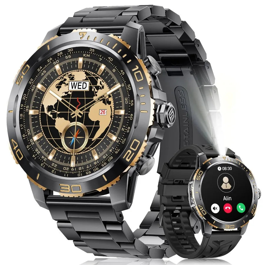 Smart Watches for Men Make/Answer Call, 1.43" AMOLED Fitness Watch/with Heart Rate Sleep Monitor, 600mAH Battery, 200+ Sports