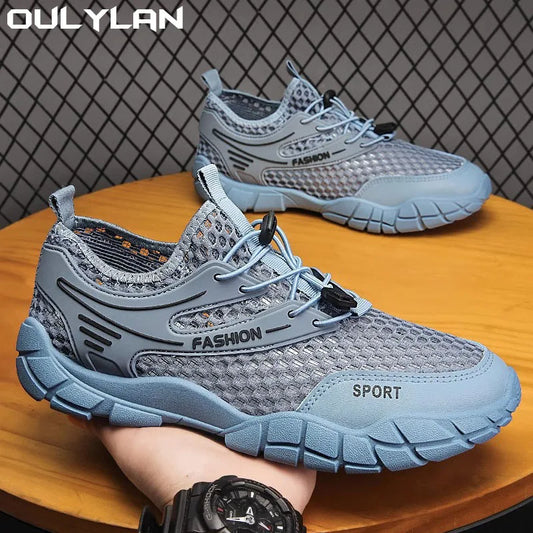 Oulylan Men's Non-Slip Hiking Breathable Casual Walking/Running Sport Shoes Mesh Sneakers  Lightweight Outdoor