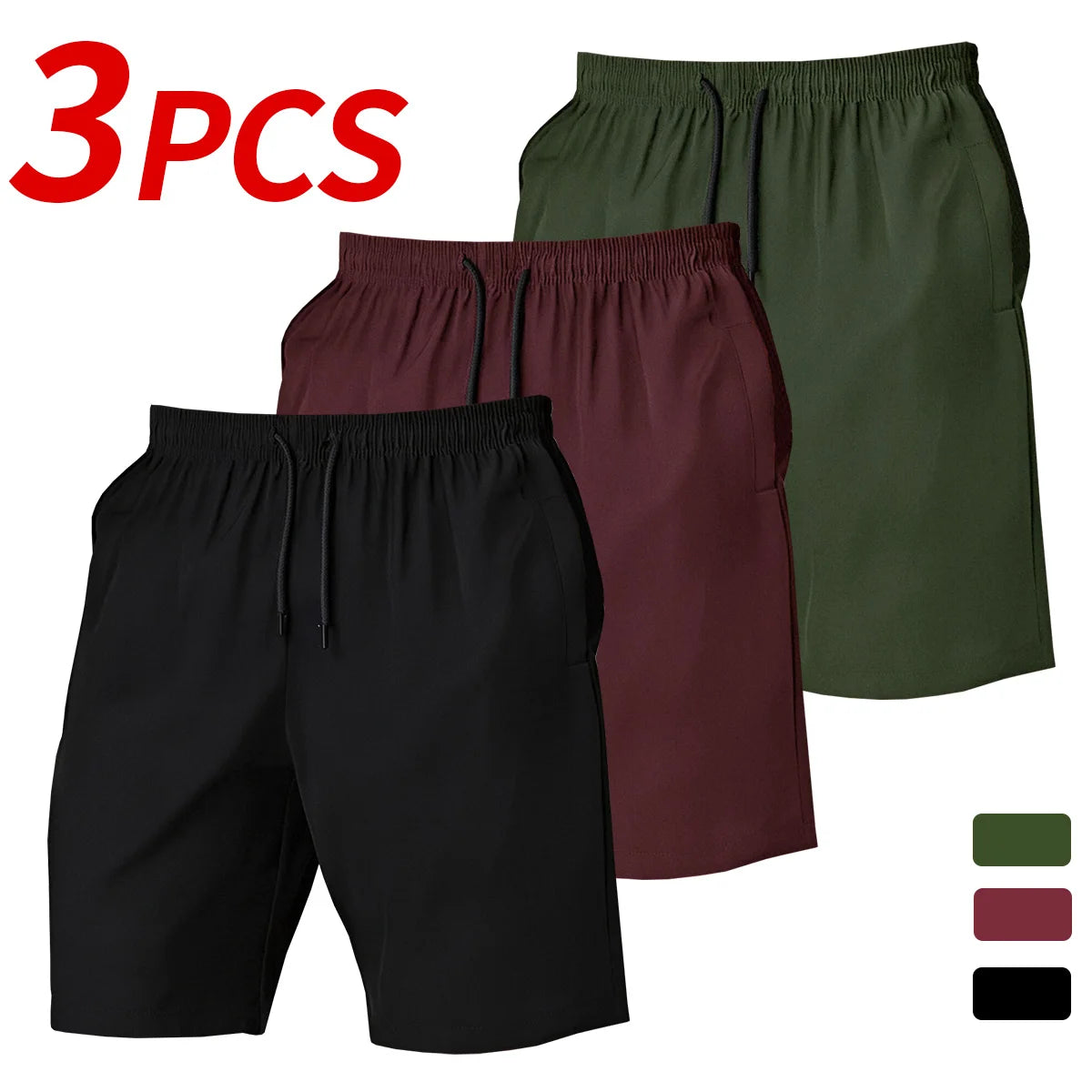 Men's 3-piece quick-dry shorts set lightweight and comfortable fabric/suitable for outdoor sports shopping travel