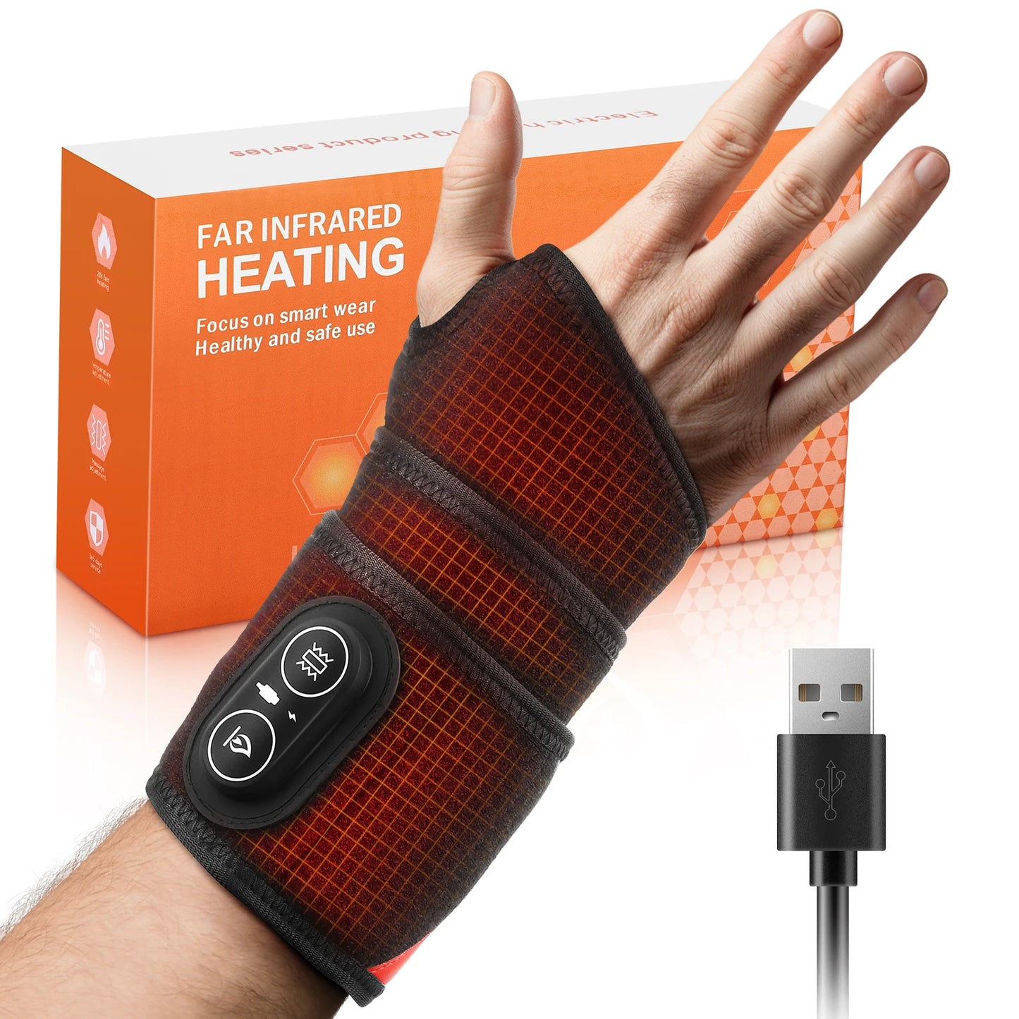 Red Light Therapy Wrap with Heat & Vibration Infrared LED Pad/for Wrist Arm Knee Pain Relief, Cordless Massager 660nm/850nm