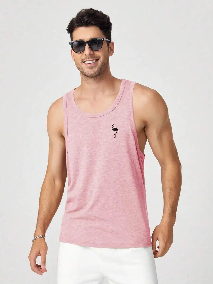 AXEPEAK Men's Casual Sports Tank Top Embroidered Logo Gym/Athletic Muscle Tank Summer Slim Fit Designer Luxury Brand Style