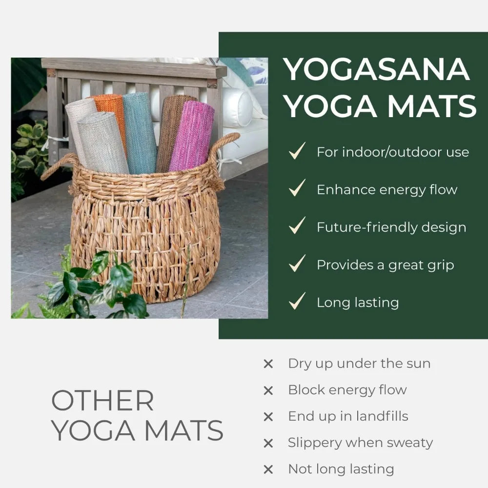 Yogasana Organic Cotton Yoga Mat Non Slip Hand-Woven Foldable Yoga Mat/Provides Excellent Comfort, Traction & Support