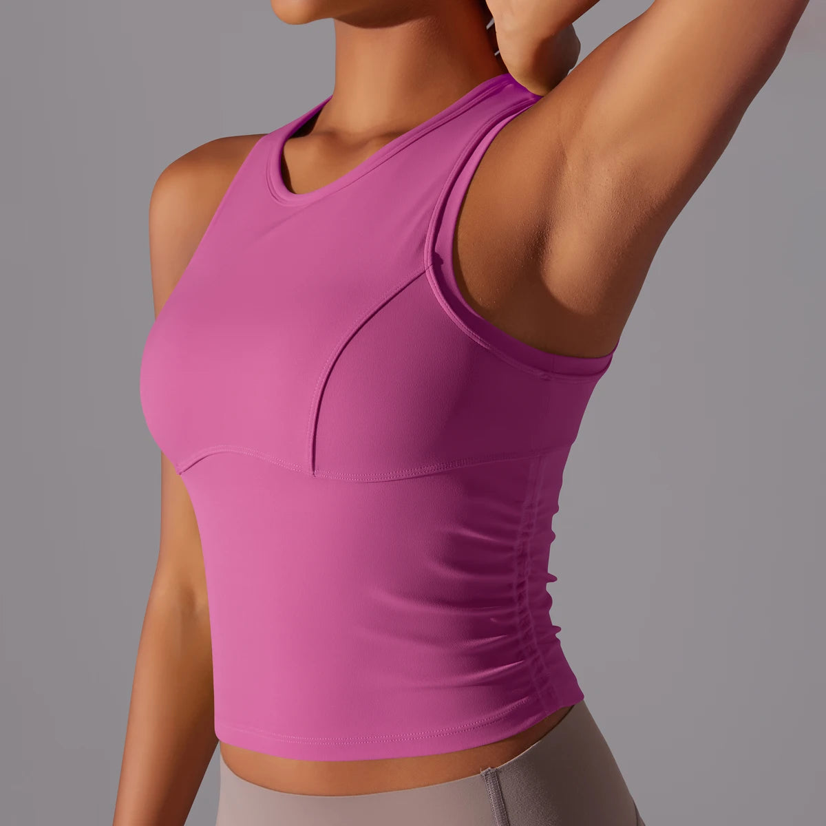 Sleeveless Yoga Vest Slim Sportswear  Stretchy Slim Sports Bra/Breathable Pleated Tank Top Quick Dry Fitness Wear Sexy Slim Top