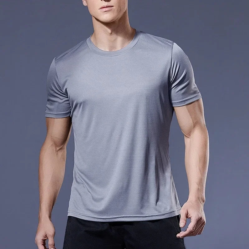 Men's Quick Dry Short Sleeve T-Shirt Moisture Wicking Round Neck/Gym Running Training Exercise Sport Shirt Lightweight Tops