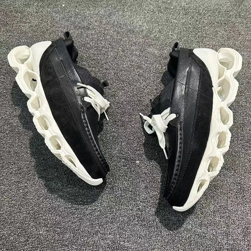 New Spring Summer Casual Leather Shoes Korean Style Round Toe/Lace Up Elevator Sole Minimalist Elegant Fashion Footwear