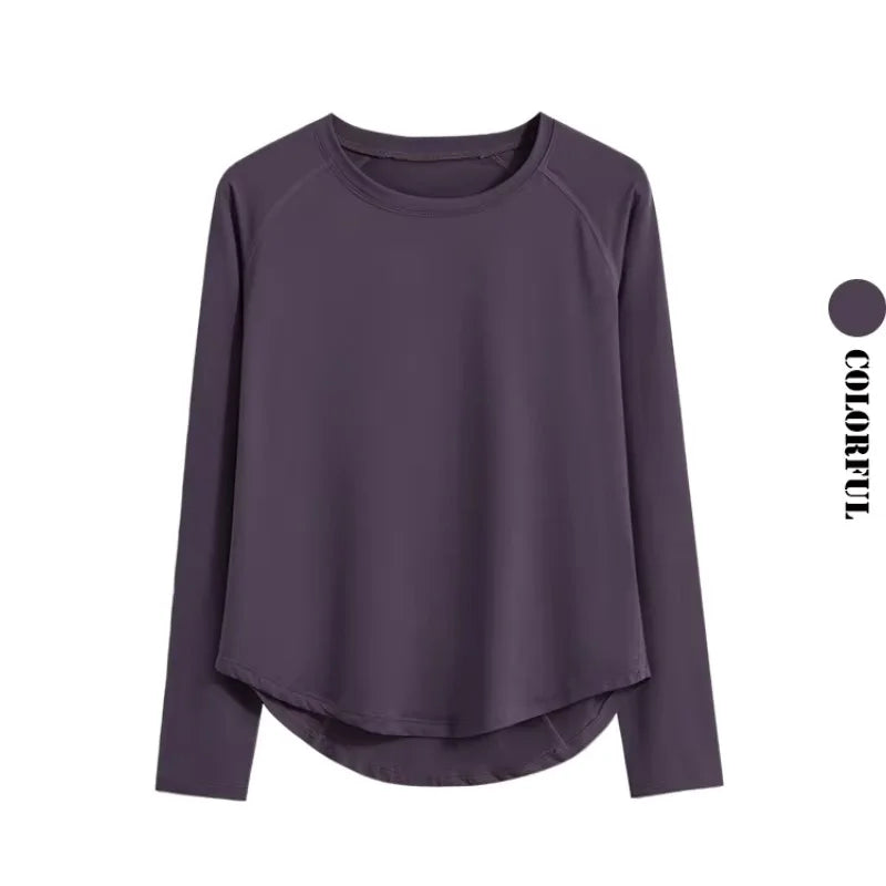 DRUR Long Sleeve Gym Top Women Breathable Quick Dry Workout Tshirt/Loose Fit Running Tee Yoga Clothing Sportswear Activewear New